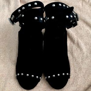 Black Suede double strap shoes